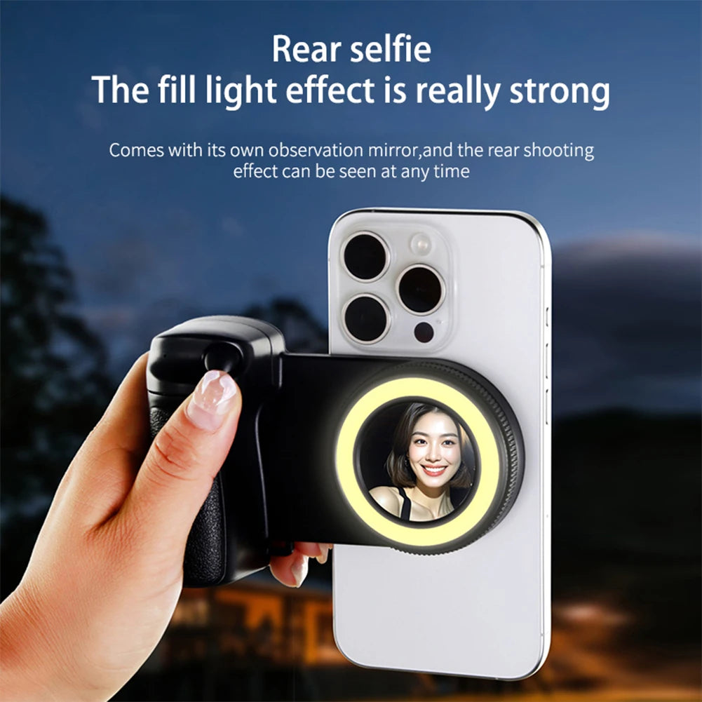 For Magsafe Bluetooth-Compatible Shutter Phone Hand Grip Camera Handle Grip Selfie Stablizer Selfie Handle for iPhone 16 15 Vlog