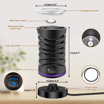Electric Milk Frother and Steamer Hot Chocolate Machine 400W 4 in 1 Temperature Control 600ml Hot and Cold Milk Foam Maker for L