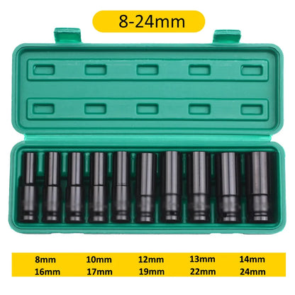 1/2Inch Drive 6-Point Impact Socket Set 10-20 pcs/set 8-32mm Metric Sizes Carbon Steel Impact Socket Set with Hard Storage Box
