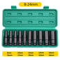 1/2Inch Drive 6-Point Impact Socket Set 10-20 pcs/set 8-32mm Metric Sizes Carbon Steel Impact Socket Set with Hard Storage Box