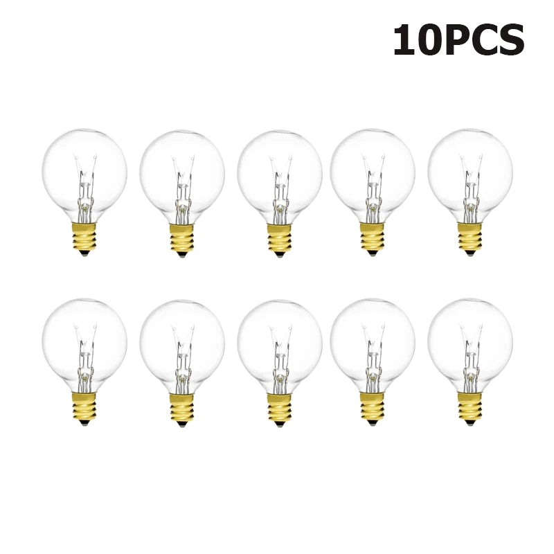 G40 Globe Clear Replacement Light Bulbs 7W Tungsten Edison Bulbs E12 2200K Warm White for Patio Lighting Decoration Wedding