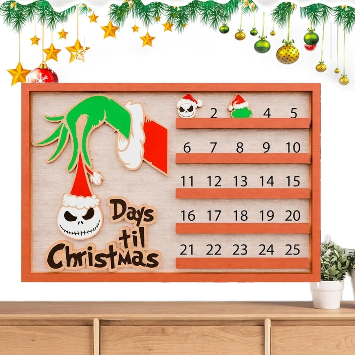 Christmas Calendar Unique Countdown To Christmas Sign Farmhouse Tabletop Number Date Rustic Home Decor Cartoon Patterns Table