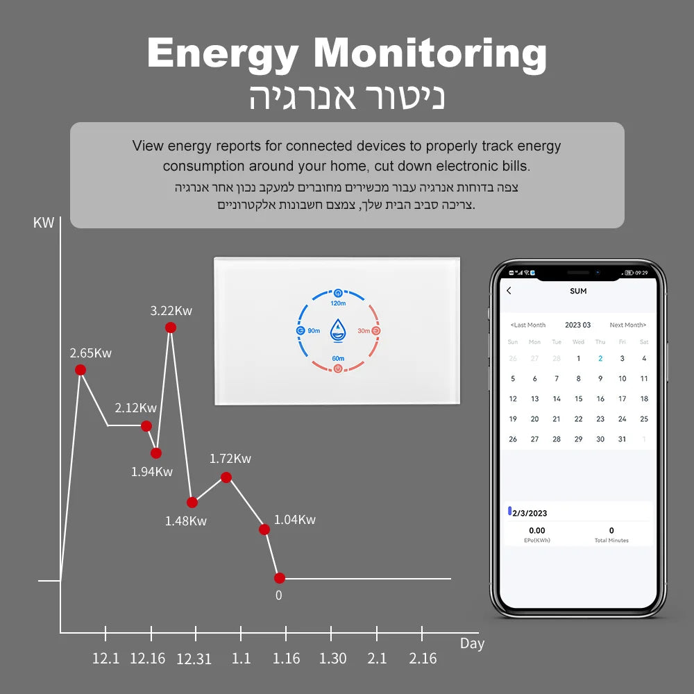 20A Smart Wifi Water Heater Boiler Touch Switch 4400W US Standard timer SmartLife APP Remote Control Alexa Google Work with Tuya