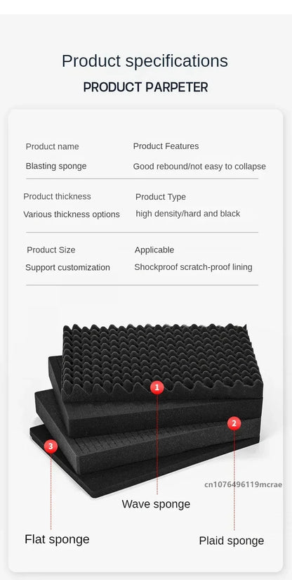 50x30cm High Density Foam Pad Toolbox Shock-Absorbing Sponge Sheet Hard Flight Case Shadow Foams Toolkit Tools Organizer 45x35cm