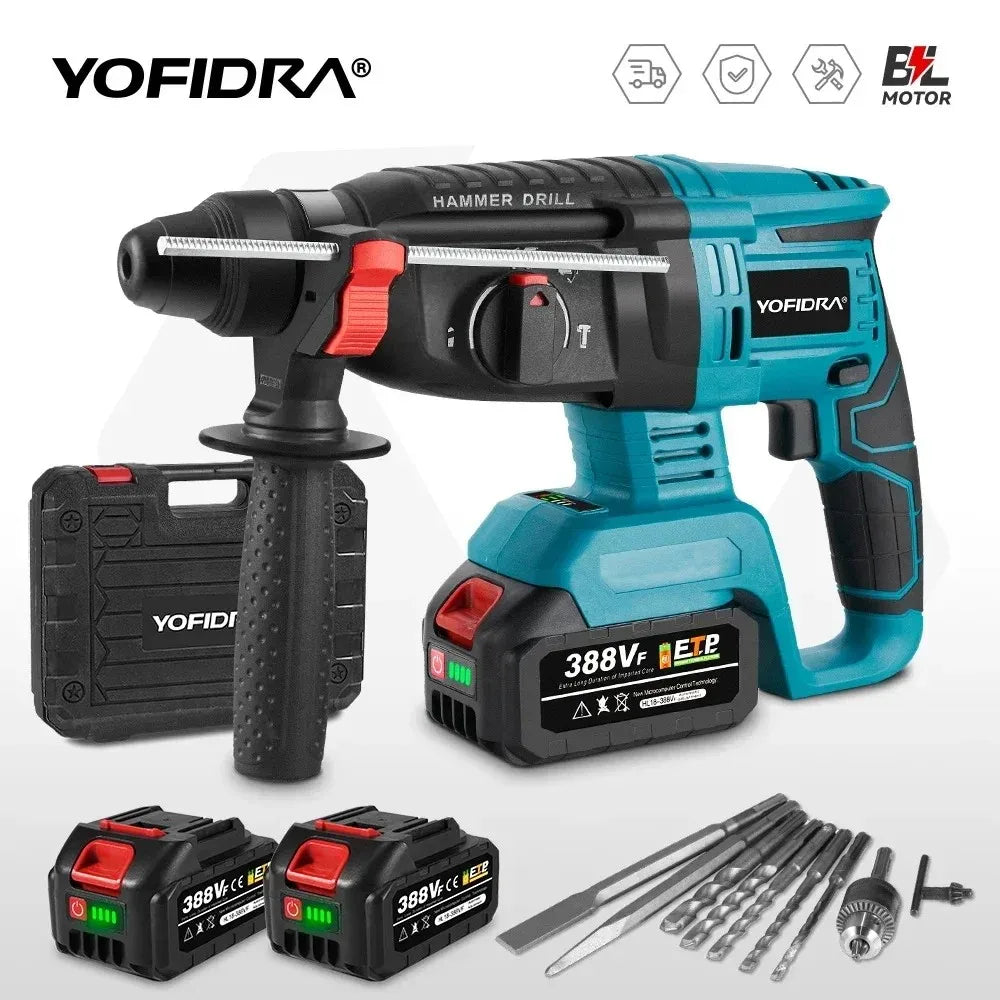 1680W Brushless Electric Hammer Drill 26MM Multifunctional Cordless Rechargeable Screwdriver Tool For Makita 18V Battery Pin