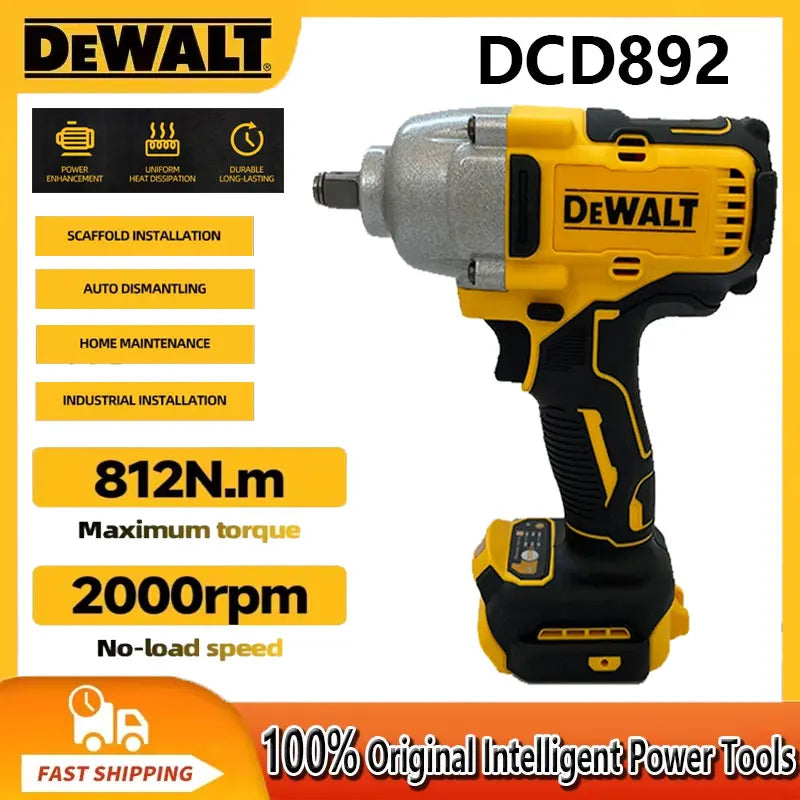 Dewalt DCF892 812N.m Brushless Electric Wrench 1/2 Inch Cordless Impact Driver High Torque Three Speed Auto Repair Power Tools