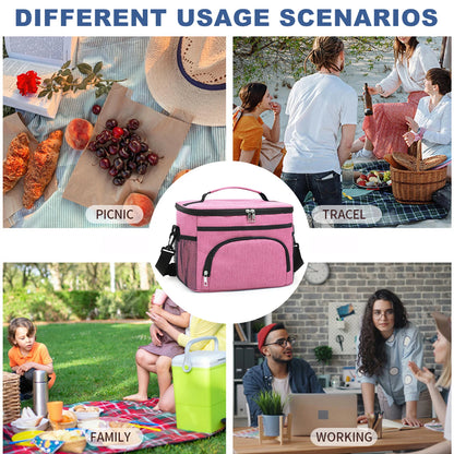 Thermal Insulated Lunch Bag with Adjustable Strap Thermal Cool Bags Portable Thermal Lunch Tote Bag for Women Men Office Work