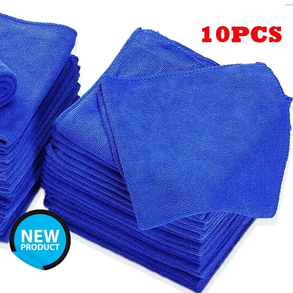 10Pcs Car Cleaning Detailing Soft Cloth Bulk Towels Microfibre Polish Clean Blue