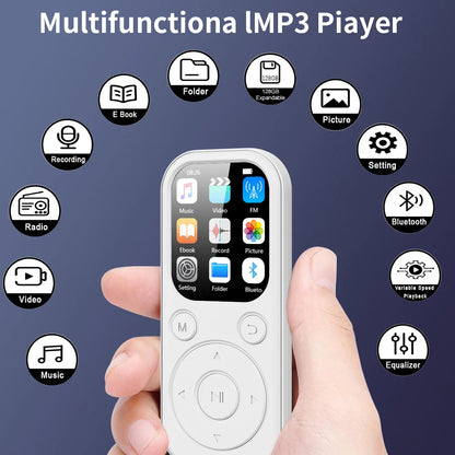 2026 New 1.8 inch Slim MP3 Player Bluetooth 5.4 — Portable Walkman, Compatible eBook Recording FM Radio Music Player