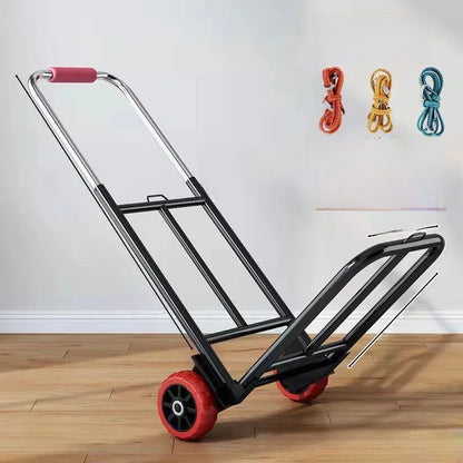 Foldable Stainl Steel Hand-Pulled op Cart for Lage Transport Double Trailer Small Goods Trolley Pu Cart Water