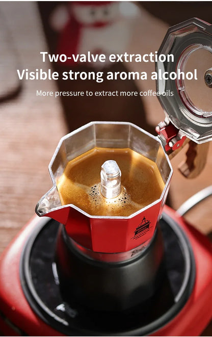 Bincoo Double Valve Coffee Moka Pot Espresso Machine Electric Stove Brewed Coffee Italian Home Outdoor Barista Accessories 220V