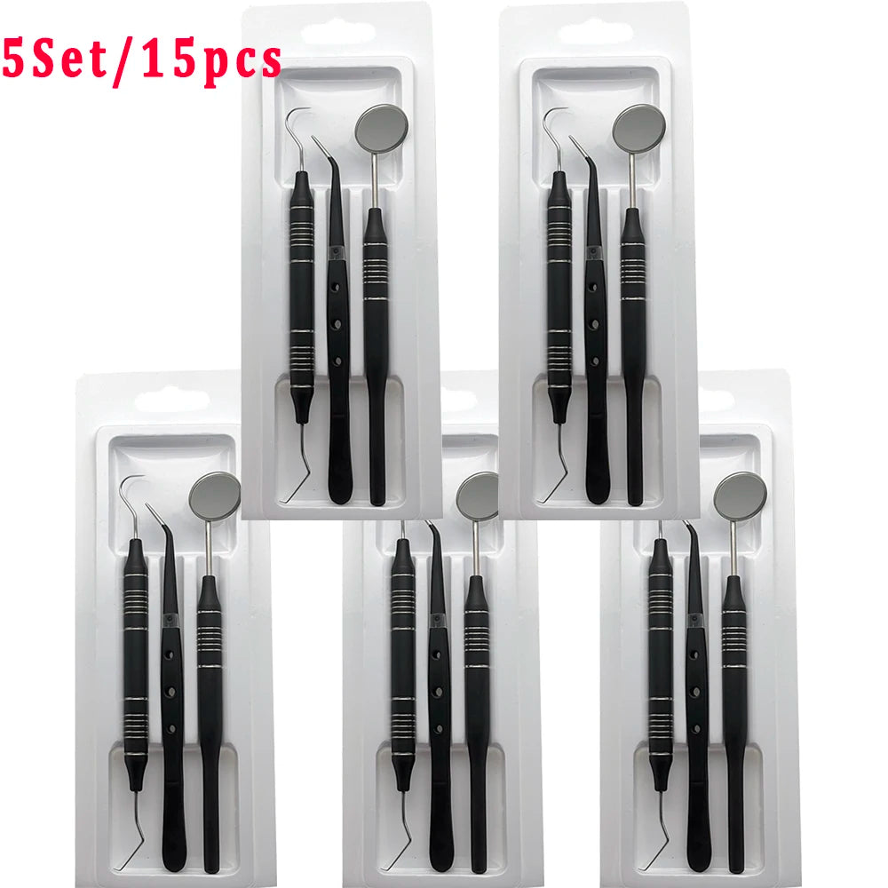 3Pcs/Kit Dental Mouth Mirror Tweezers Curve Probe Dentist Instrument Teeth Care Cleaning Dental Tools