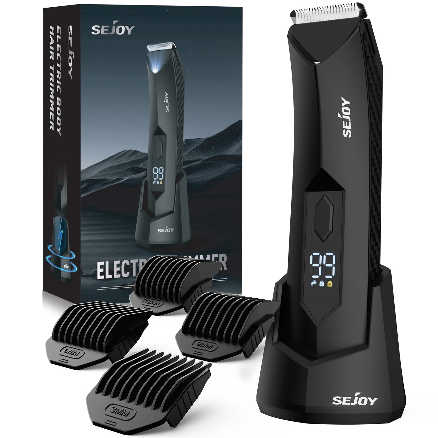 Sejoy  Body Hair Trimmer for Men Bikini Electric Trimmer Groin & Body Shaver Groomer Arm Beard Razor Rechargeable