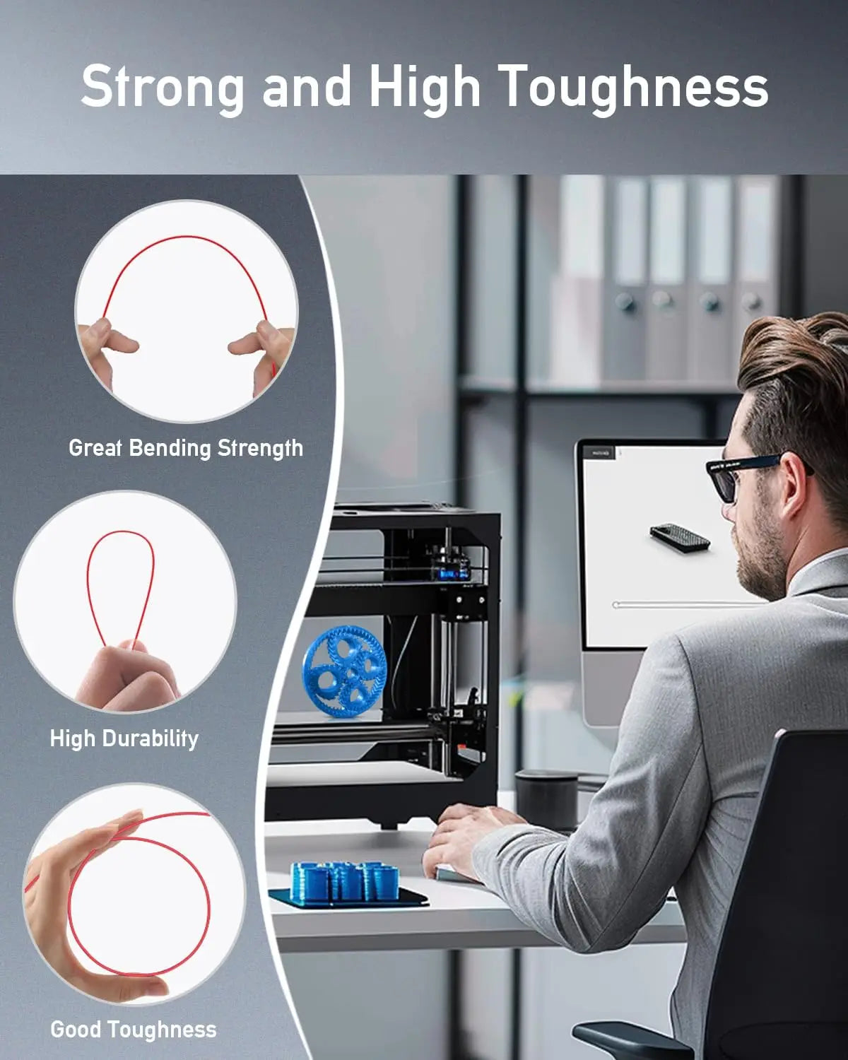 SUNLU PETG 3D Printer Filament 5KG Neatly Wound Good Toughness 1.75mm 3D Filament with Reusable Spool for Most FDM Printer