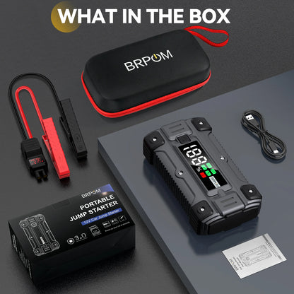 Car Jump Starter 6000A Peak 26800mAh 12V Auto Supercharger Battery Charger Jumper Box with Fast Charger Smart Jumper LED Screen