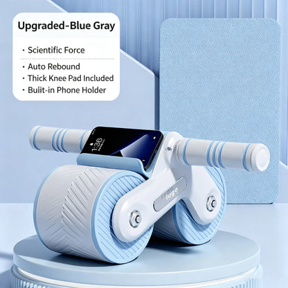 Auto Rebound Double Wheel Ab Roller With Phone Holder Non‑Slip Abdominal Exercise Roller Core Workout Equipment For Fit Beginner