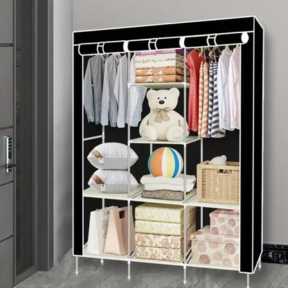 Canvas Wardrobe Clothes Closet Organizer Portable Storage Cupboard for Bedroom  128*45*170cm Fabric Closet