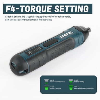 Makita Cordless Electric Screwdriver | 3.6V 5N.m Torque | 1/4" Chuck | 1300mAh Li - ion Battery