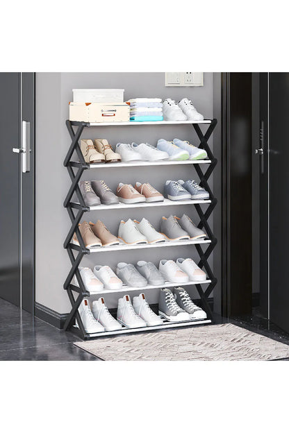 【Breeins】Foldable Multi-Tier Metal Shoe Rack for Entryway Shoes Storage Organizer Shelf Home Decoration Cabinet