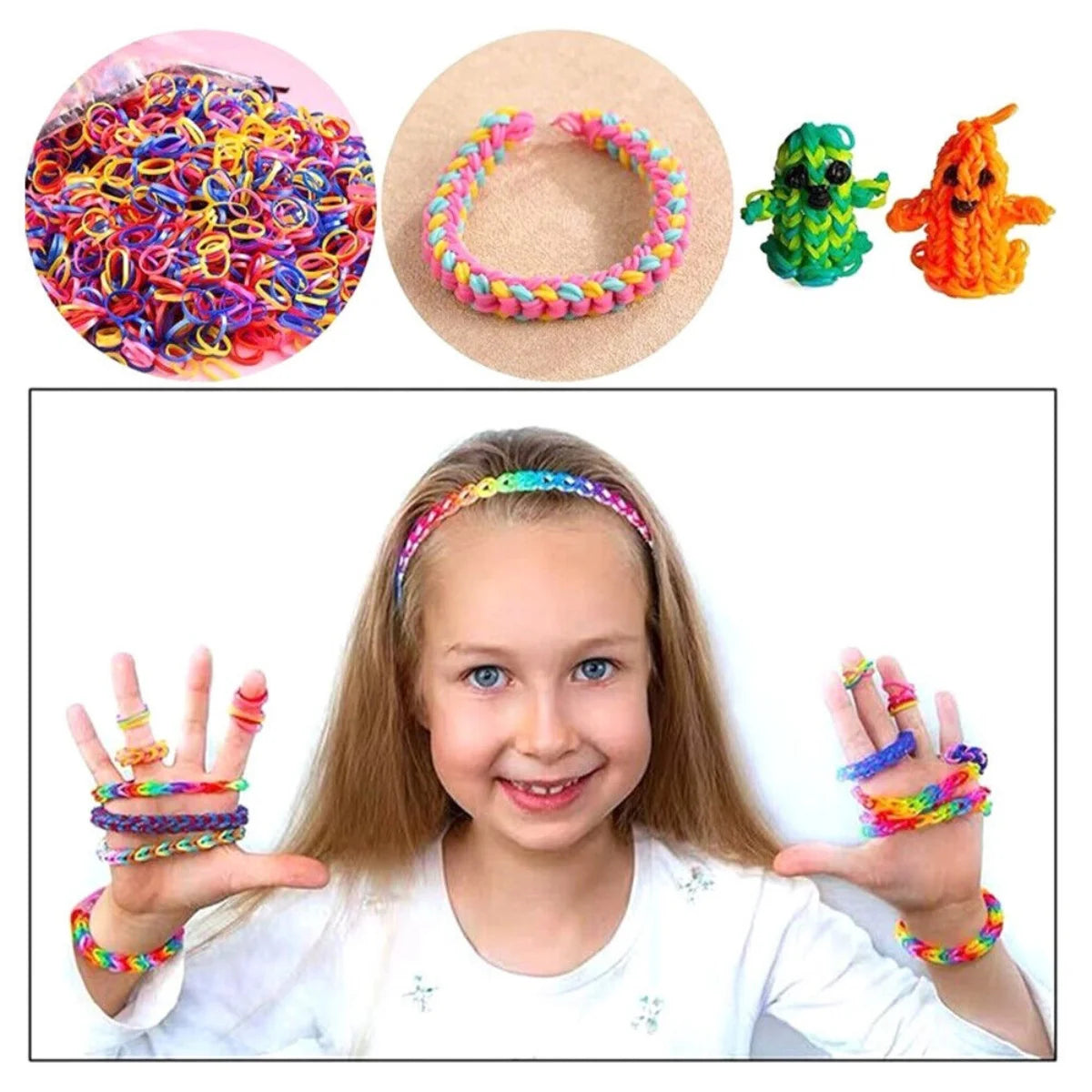 10000Pcs Assorted Colour Rubber Kit Box Loom Bands DIY Bracelet Making Set
