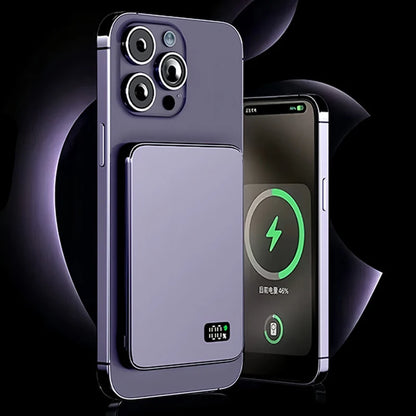 Ultra Thin Power Bank for MagSafe,Magnetic Wireless Fast Charging LED Display Portable Battery For iPhone Samsung Phone Airpods