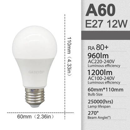 10pcs/lot LED bulb E27 AC 110V 220V 3W 8W 9W 12W 15W 18W 20W 24W LED A60 G45 lamp Saving Cold Warm White Bulbs for Home Light