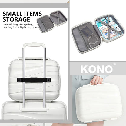Kono Large Check in Luggage Lightweight Polypropylene Hard Shell Suitcase with TSA Lock Spinner Wheels