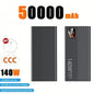 Lenovo CCC 500000mAh Power Bank 140W Large Capacity Portable Super Fast Charging Powerbank Spare Battery Digital Display Charger