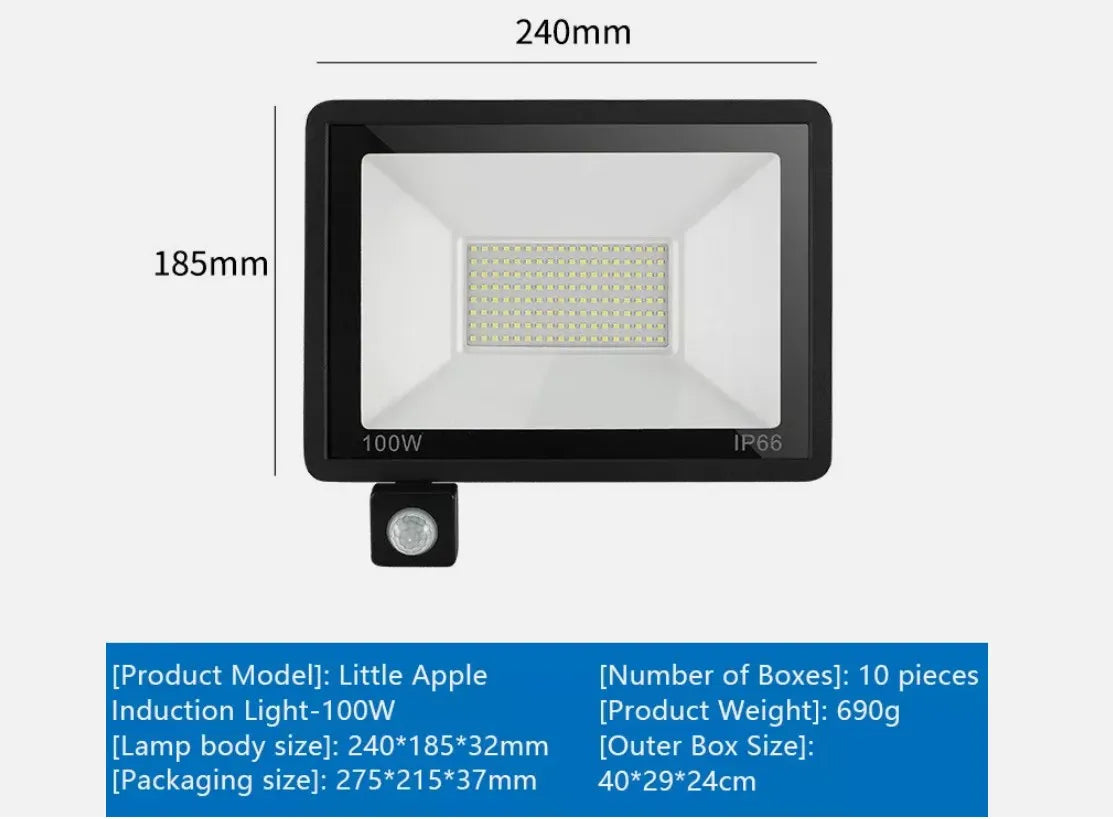 Slim LED Security Floodlight Garden PIR Motion Sensor Wall Flood Light ColdWhite