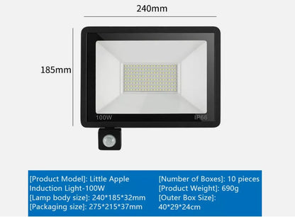 Slim LED Security Floodlight Garden PIR Motion Sensor Wall Flood Light ColdWhite
