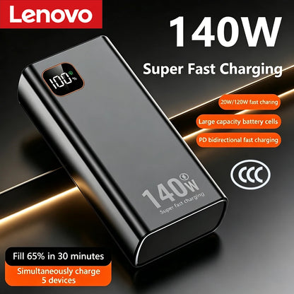 Lenovo Portable PowerBank 140W Super Fast Charging 500000mAh Large Capacity External Battery Charger Powerbank For Xiaomi iPhone