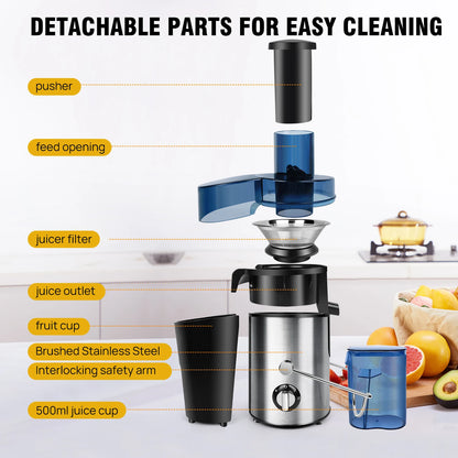 1000W Juicer Machine Juice Maker Whole Fruit Extractor Centrifugal Whole Fruit Vegetable Juice Extractor Stainless Steel 500ML