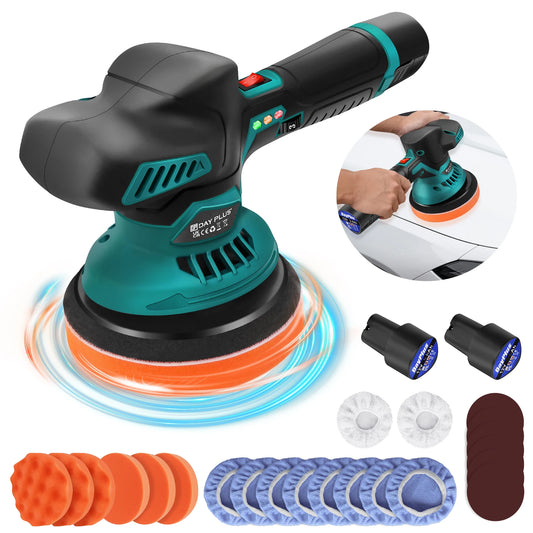 Cordless Car Buffer Polisher, Electric Polishing Machines Car Buffers and Polishers Kit,8 Variable Speed ,2*12V 2.0Ah Batteries