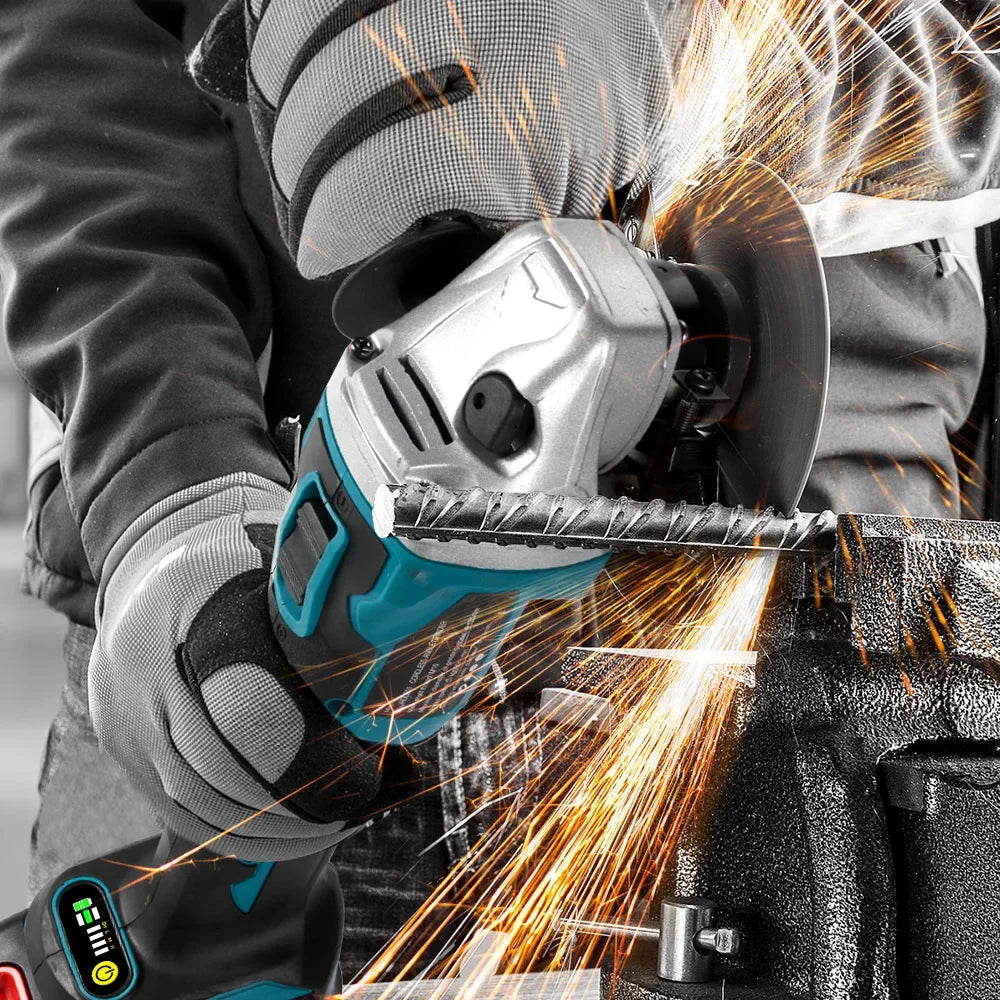 YOFIDRA 125mm Brushless Angle Grinder 4 Gear Cordless Grinding Machine Cutting Woodworking Power Tool For Makita 18V Battery Pin