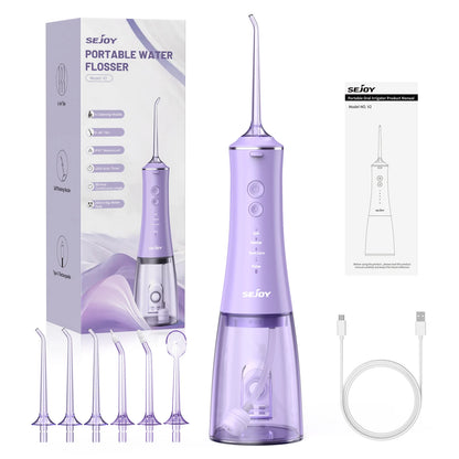 Sejoy Electric Water Flossers Oral Irrigator Rechargeable Portable Dental 4 Modes Water Tank Teeth 300ML Waterproof Cleaner