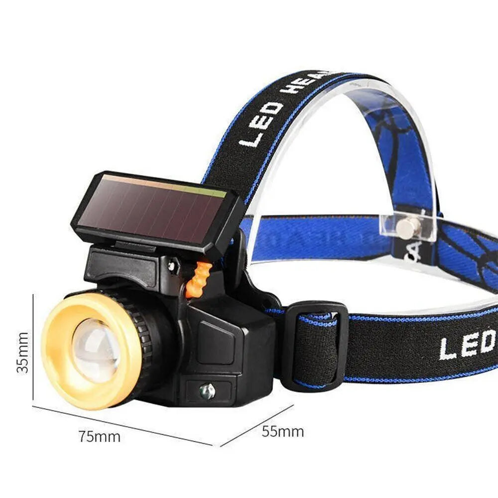 200000LM Solar LED Headlamp Rechargeable Headlight Portable Flashlight 1/2pcs