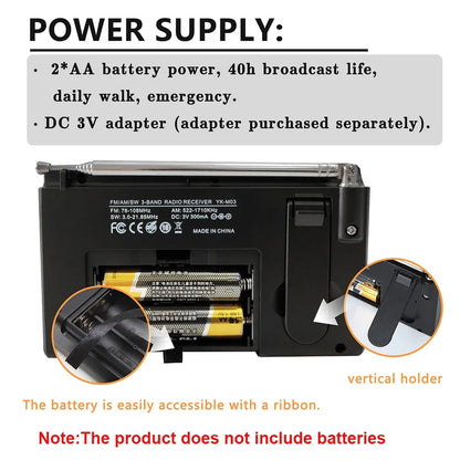 Portable Battery Radio FM Shortwave Digital Clock Radio With Sleep Timer Display Portative Small Battery Operated Radios