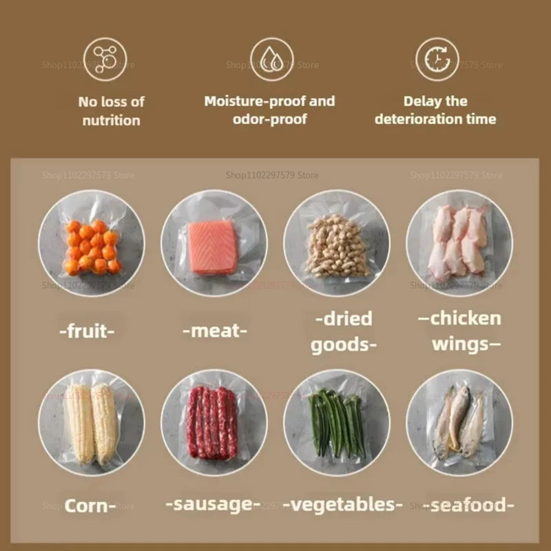Small Automatic Vacuum Sealer for Food Packaging Compression Sealing Machine for Cooked Food Plastic Sealers Kitchen Storage