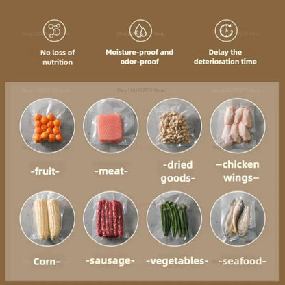 Small Automatic Vacuum Sealer for Food Packaging Compression Sealing Machine for Cooked Food Plastic Sealers Kitchen Storage
