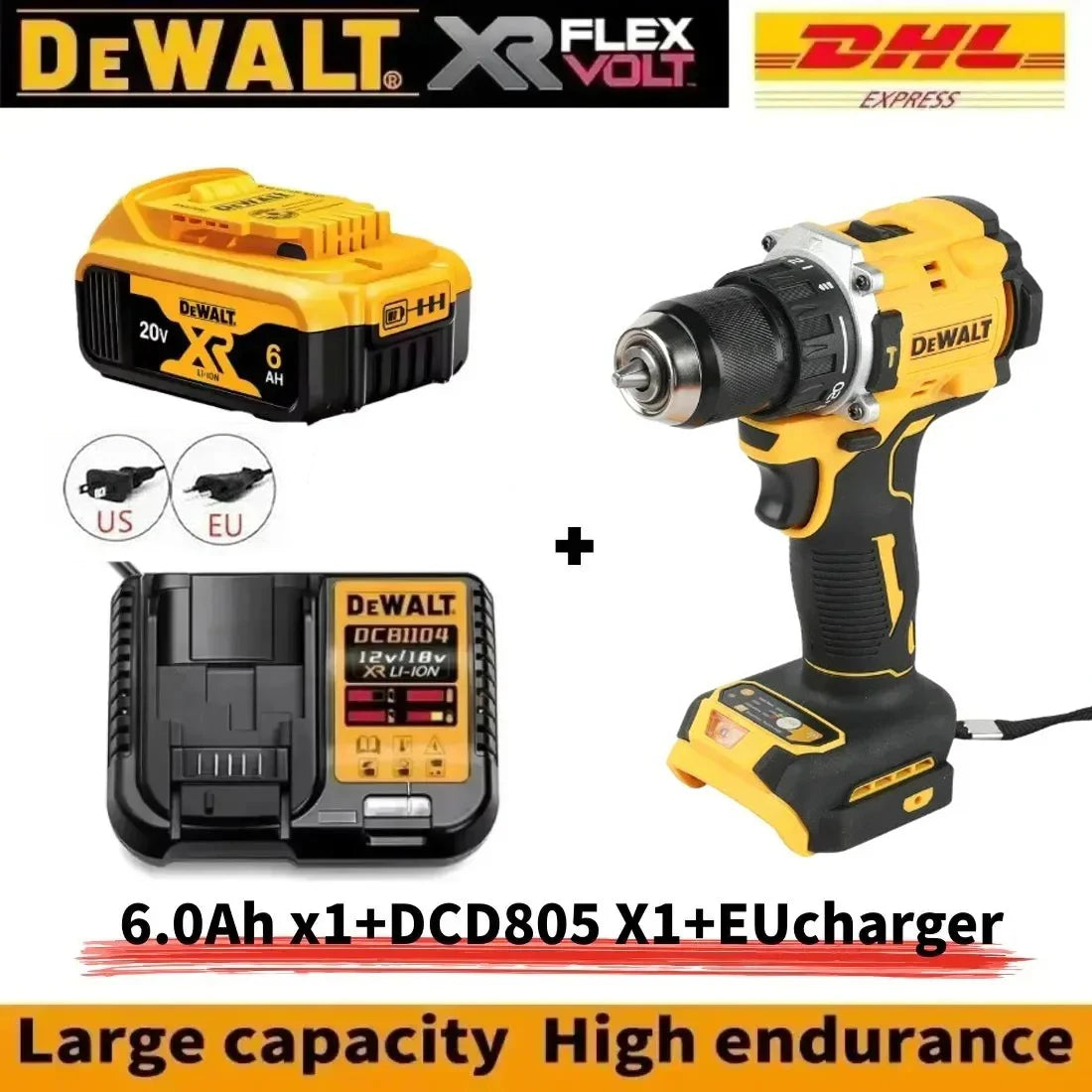 DEWALT DCD805 20V High - Performance Brushless Cordless Impact Drill & Screwdriver - Ideal for Pros & DIYers