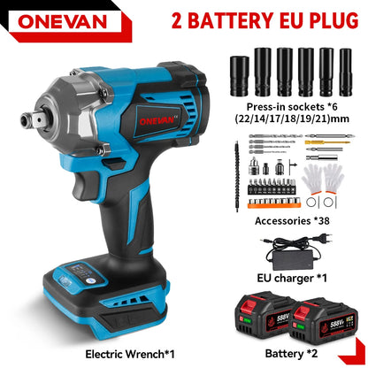 ONEVAN 1200N.m Brushless Electric Impact Wrench 1/2 inch Cordless Electric Screwdriver Drill Tool For Makita 18V Battery Pin