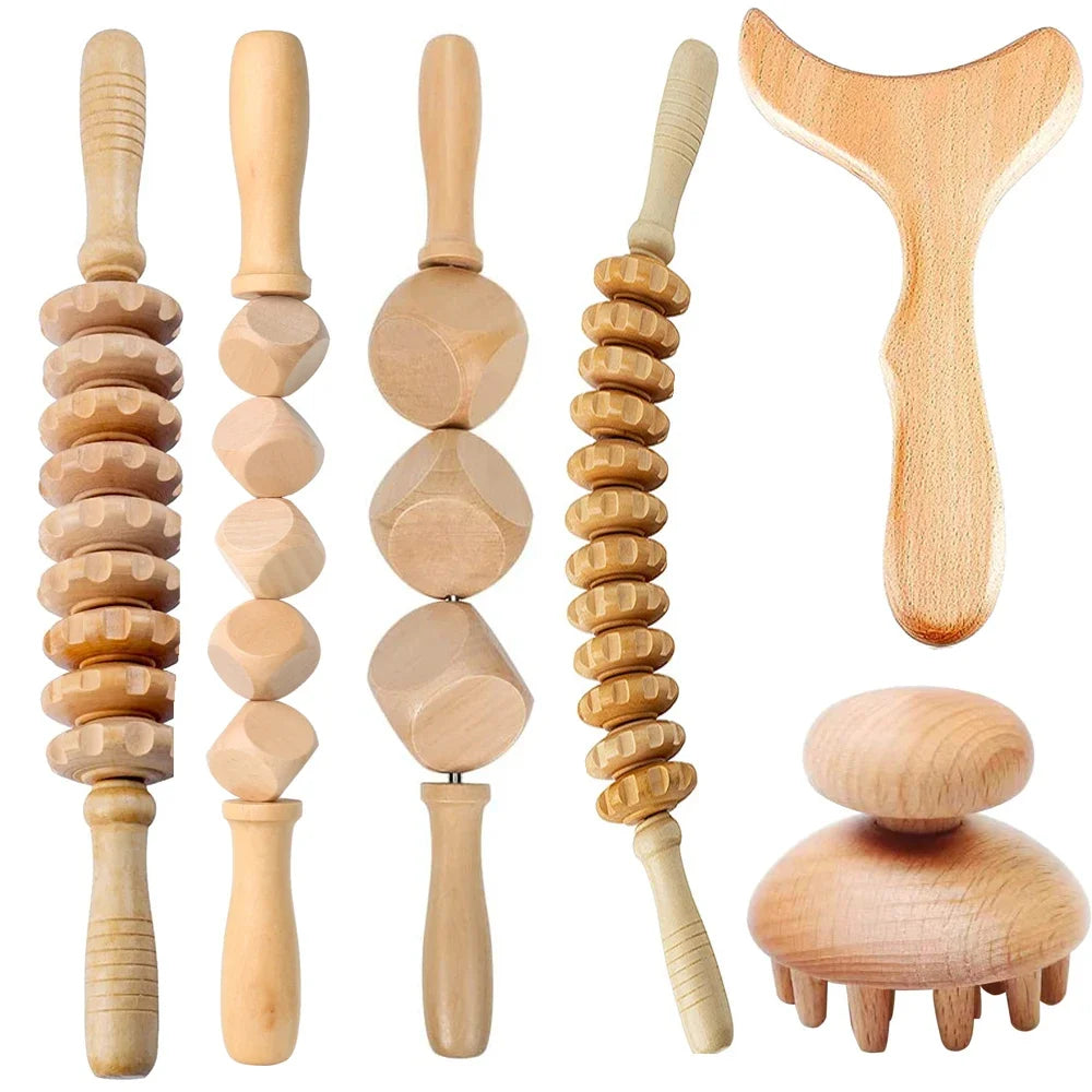 Jecaliz Wooden Therapy Massager for Lymphatic Drainage Anti Cellulite Maderoterapia Body Sculpturing Massage Roller Guasha Sets