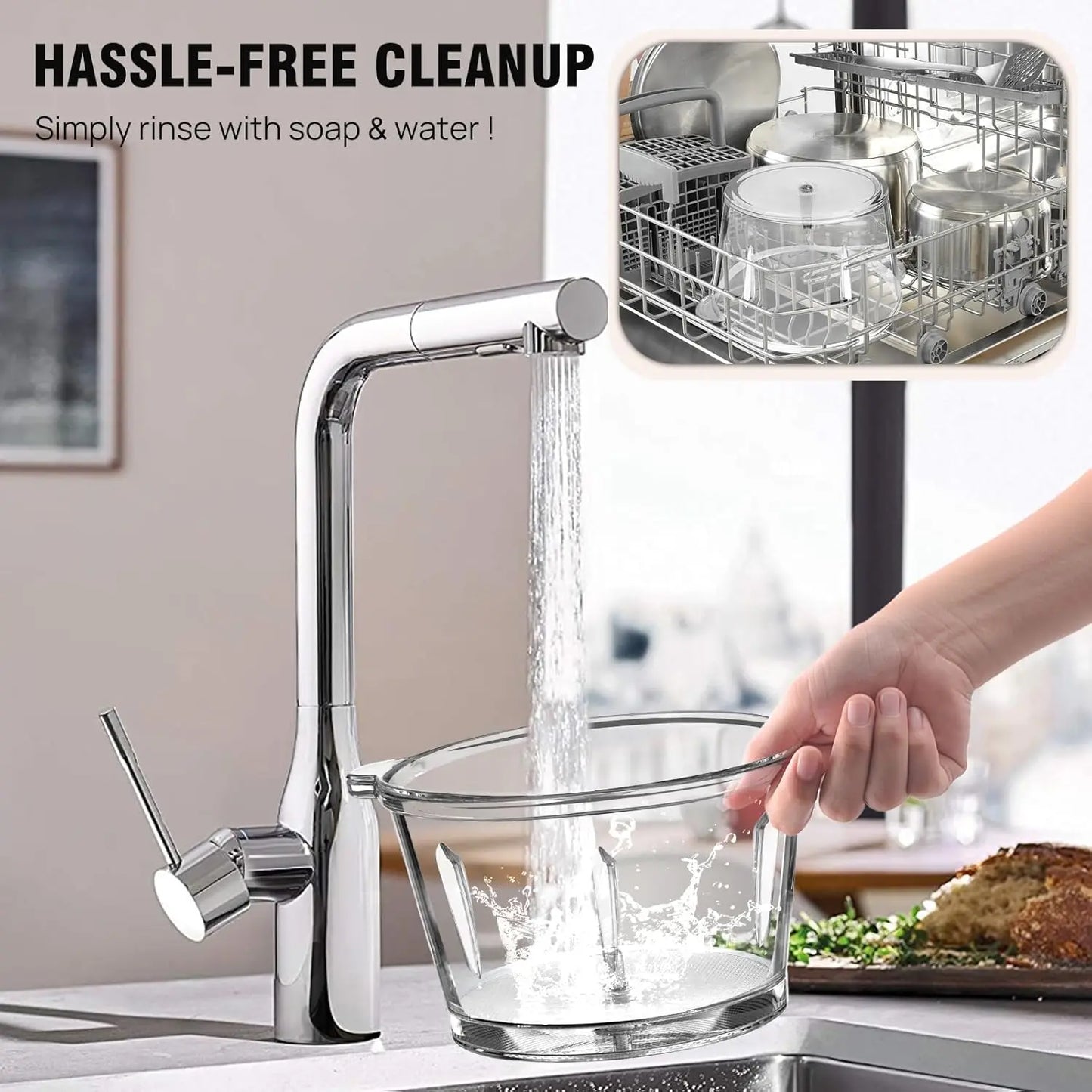 300W Fruit & Vegetable Chopper 2L Food Processor Small Meat Grinder Electric Dicer with 2 Speeds 4 Bi-Level Blades for Meat Fru
