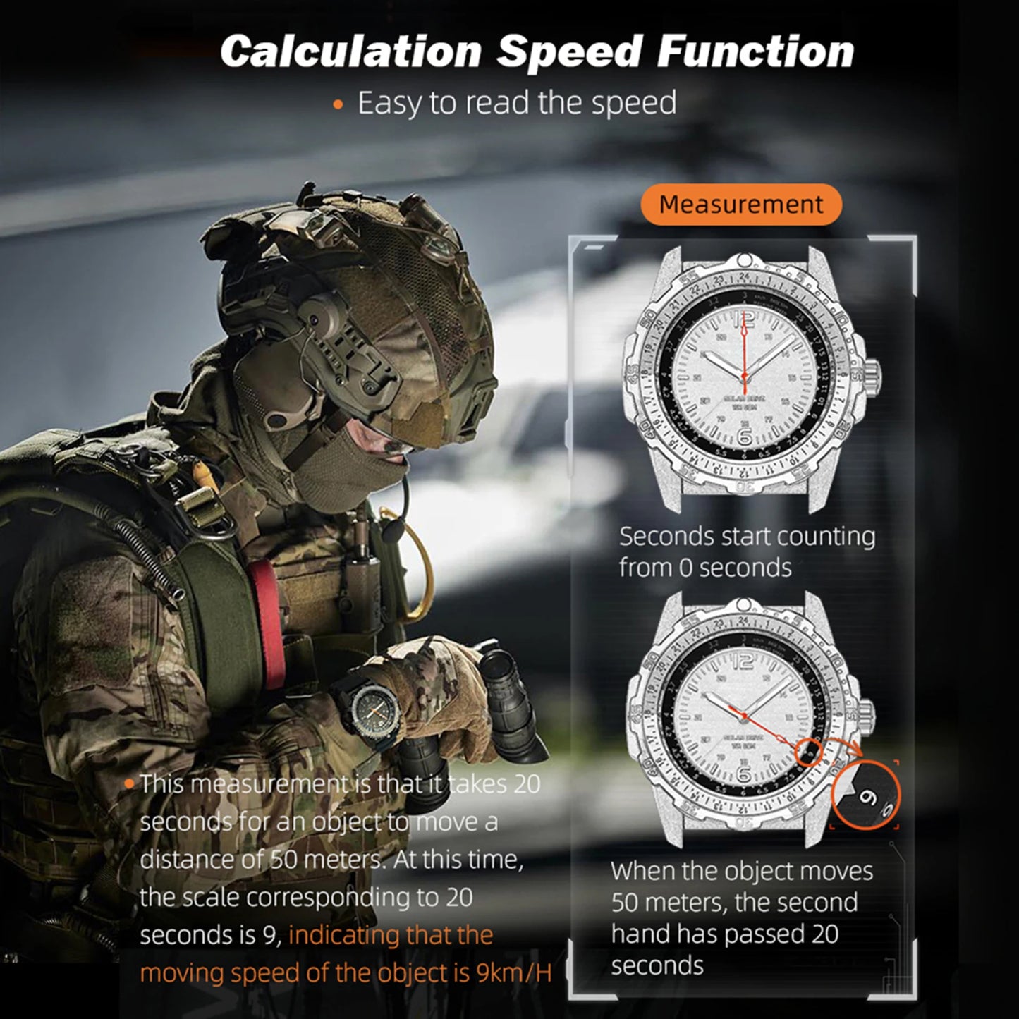 Men's Solar Powered Digital Watch 50M Waterproof Outdoor Sports Watch Luminous Watch