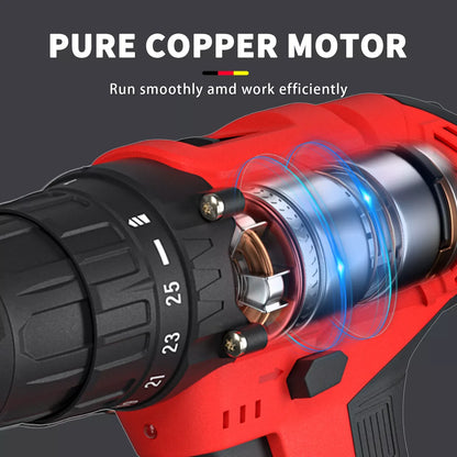 21V Battery Drill,Electric Screwdriver with 45 Nm, 25+1 Tightening Torque Settings,29PCS Accessories,LED Light,Safety Lock Drill