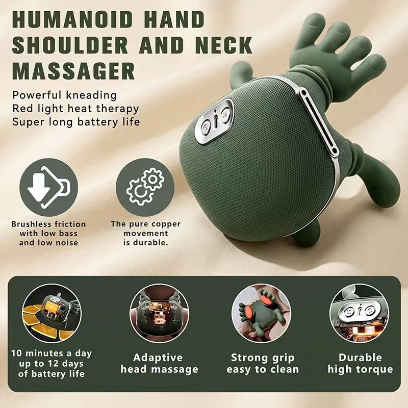 4D Neck And Shoulder Massager, Bionic Neck And Shoulder Massager, Wireless Neck, Cervical Spine, And Trapezius Kneading Massager, Heated Neck And Shoulder Massager