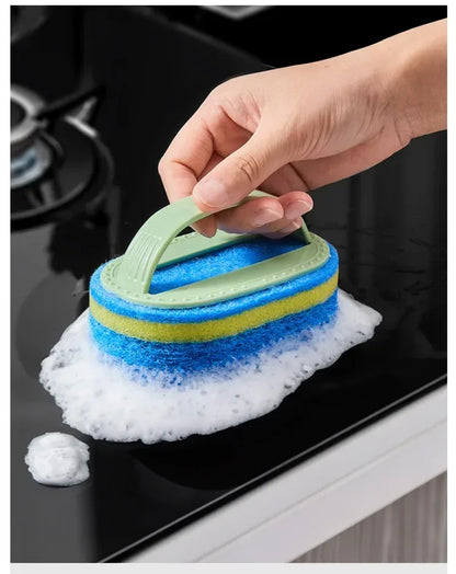 Kitchen Bathroom Toilet Cleaning Magic Sponge Glass Wall Cleaning Bath Brush Handle Sponge Ceramic Window Slot Clean Brush