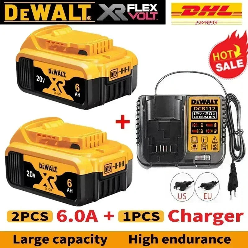 DeWALT 100% Original Battery 20V/60V 6Ah 9Ah MAX FlexVolt for DCB606 DCB205 DCB206 DCB209 DCB182 Power Tool with Charger