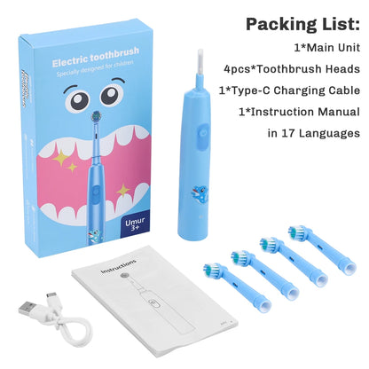 Smart Rotating Timing Electric Toothbrush, Rechargeable Rotary Toothbrush with 4 Heads, 5 Modes Setting Teeth Whitening Oral Car