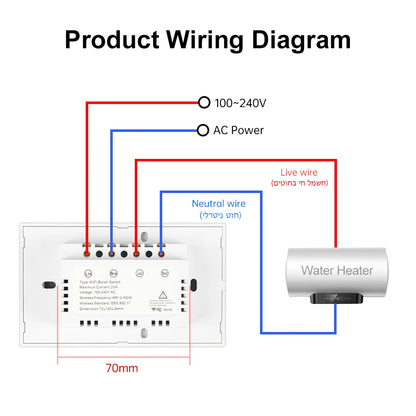 Smart WiFi Boiler Switch with Energy Monitoring 4400W Smart Water Heater Switch 20A US Standard Work for Tuya Alexa Google Home